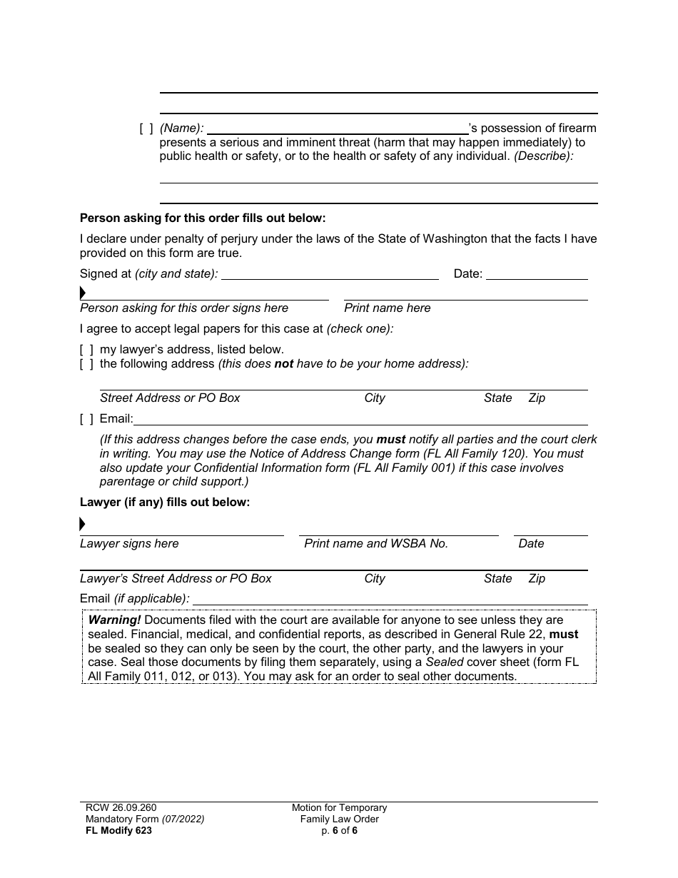 Form FL Modify623 Download Printable PDF or Fill Online Motion for ...