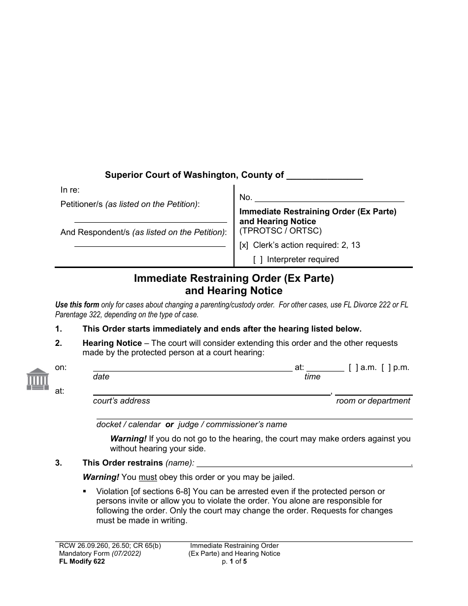 Form FL Modify622 - Fill Out, Sign Online and Download Printable PDF ...