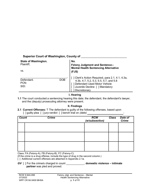 Form WPF CR84.0400 MHSA  Printable Pdf