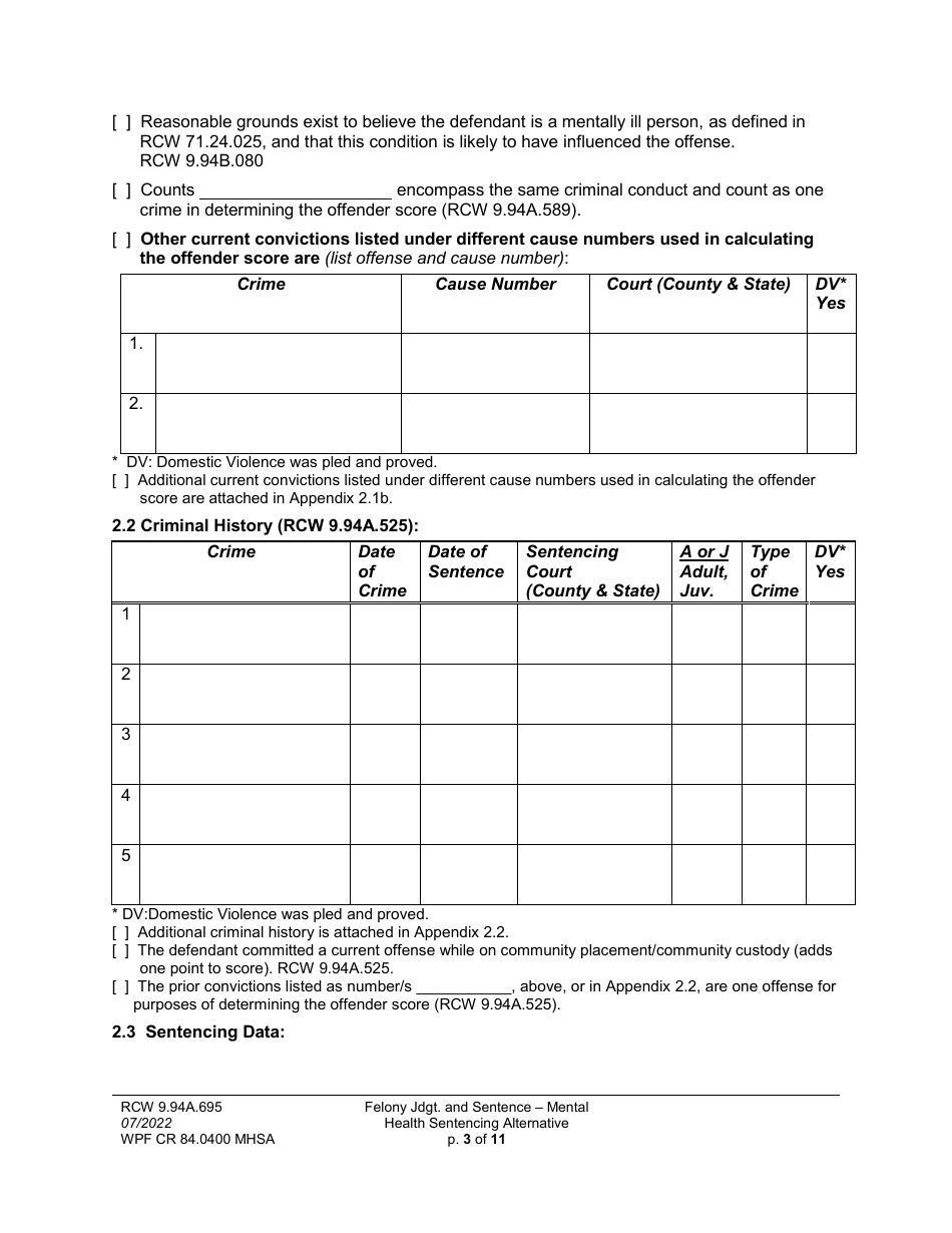 Form WPF CR84.0400 MHSA - Fill Out, Sign Online and Download Printable ...