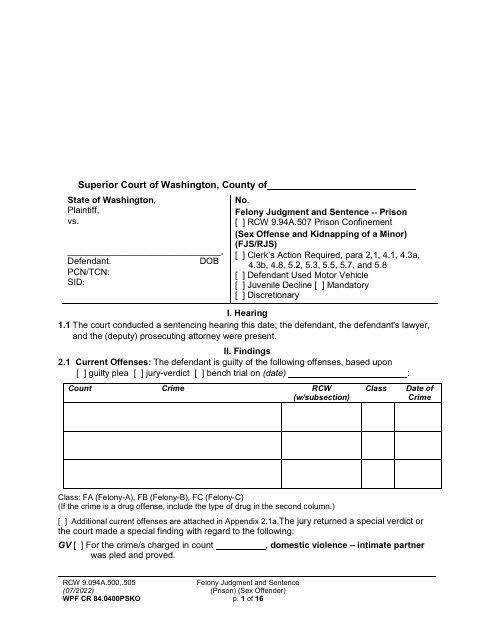 Form WPF CR84.0400 PSKO  Printable Pdf