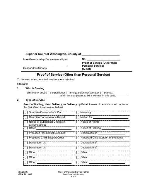 Form GDN ALL009  Printable Pdf