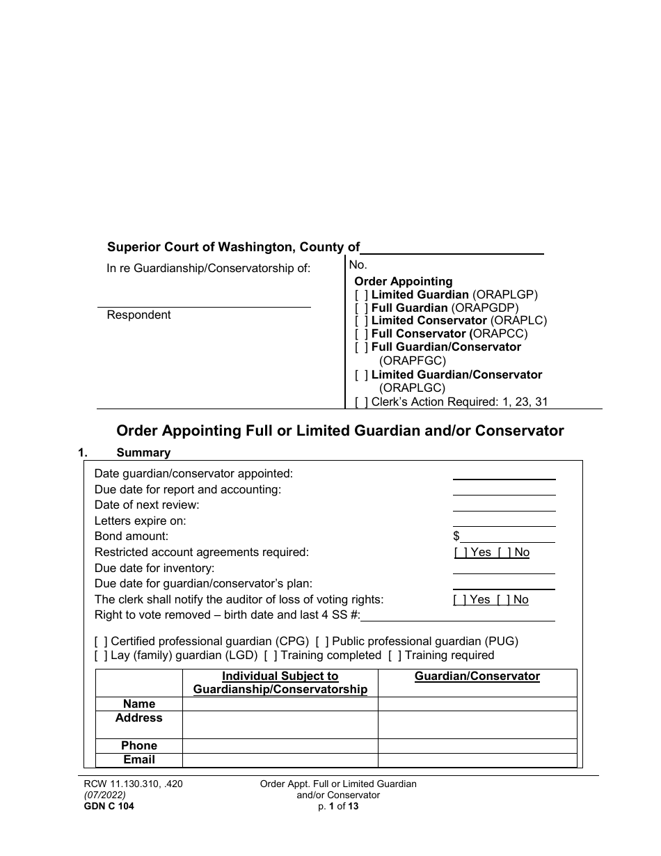 Form GDN C104 - Fill Out, Sign Online and Download Printable PDF ...