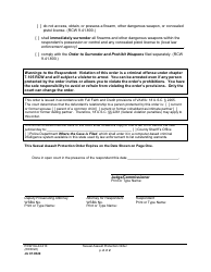 Form JU07.0520 Sexual Assault Protection Order - Washington, Page 2