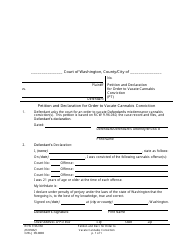 Document preview: Form CrRLJ09.0800 Petition and Declaration for Order to Vacate Cannabis Conviction - Washington