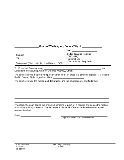 Form NC02.0700  Printable Pdf