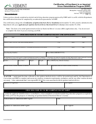 Document preview: Form VL-081 Certification of Enrollment in an Impaired Driver Rehabilitation Program (Idrp) - Vermont