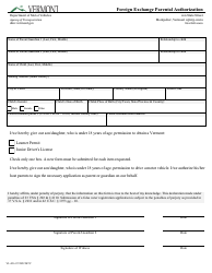 Document preview: Form VL-036 Foreign Exchange Parental Authorization - Vermont