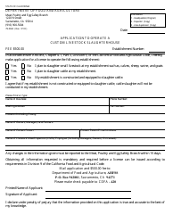 Document preview: Form 79-002A Application to Operate a Custom Livestock Slaughterhouse - California
