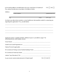 Large Whale Gear Modification Assistance Plan Affidavit and Application for Eligible Fishery Participants From Rhode Island - Rhode Island, Page 2