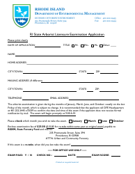 Document preview: Ri State Arborist Licensure Examination Application - Rhode Island