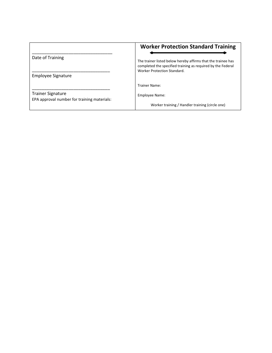 Worker Protection Standard Training Verification Card - Rhode Island, Page 1