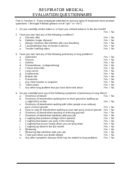 Respirator Medical Evaluation Questionnaire, Page 2