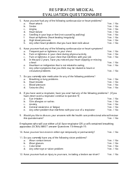 Respirator Medical Evaluation Questionnaire, Page 3