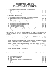 Respirator Medical Evaluation Questionnaire, Page 4