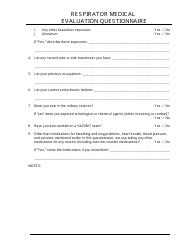 Respirator Medical Evaluation Questionnaire, Page 5