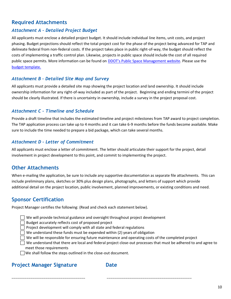 Transportation Alternatives Program Project Application - Washington, D.C., Page 10