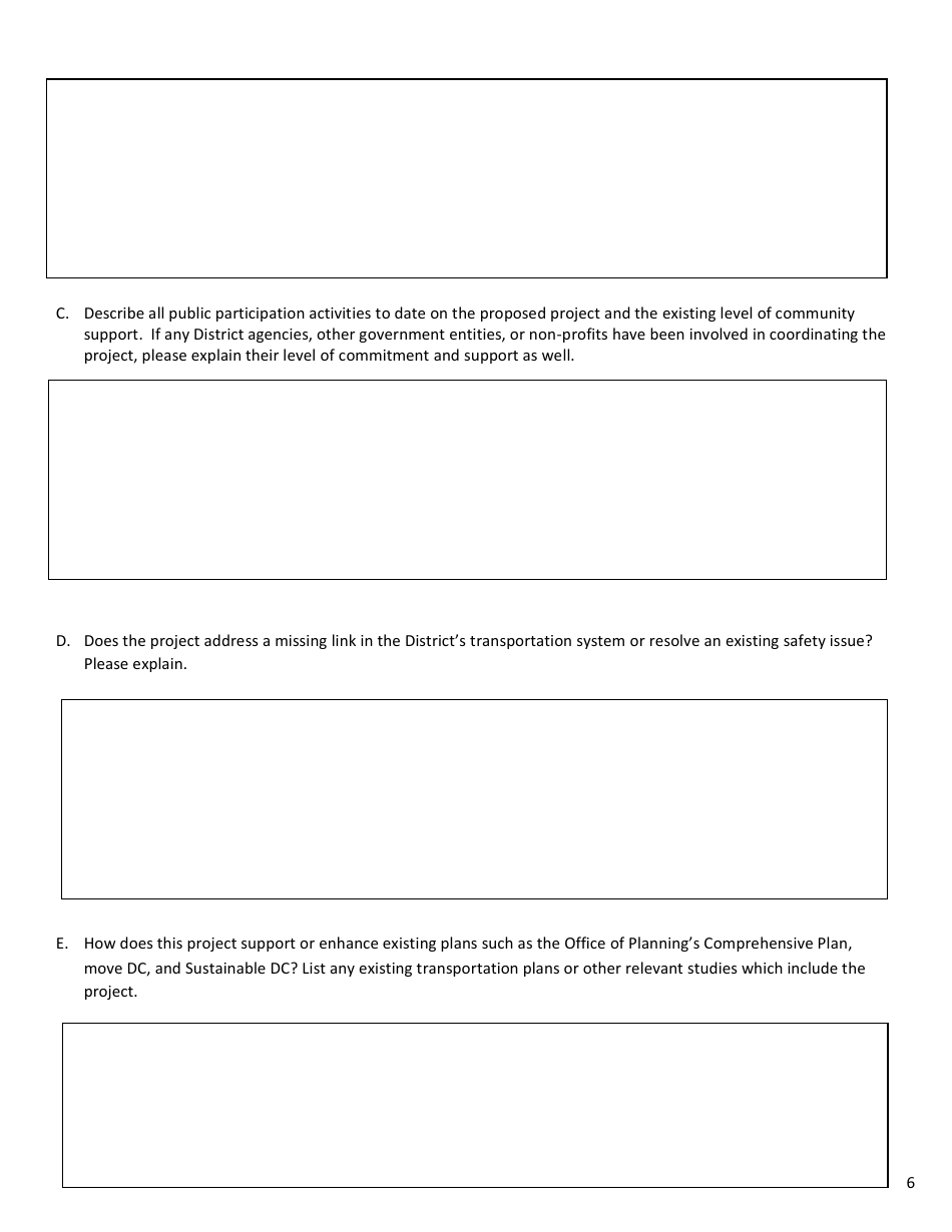 Transportation Alternatives Program Project Application - Washington, D.C., Page 6