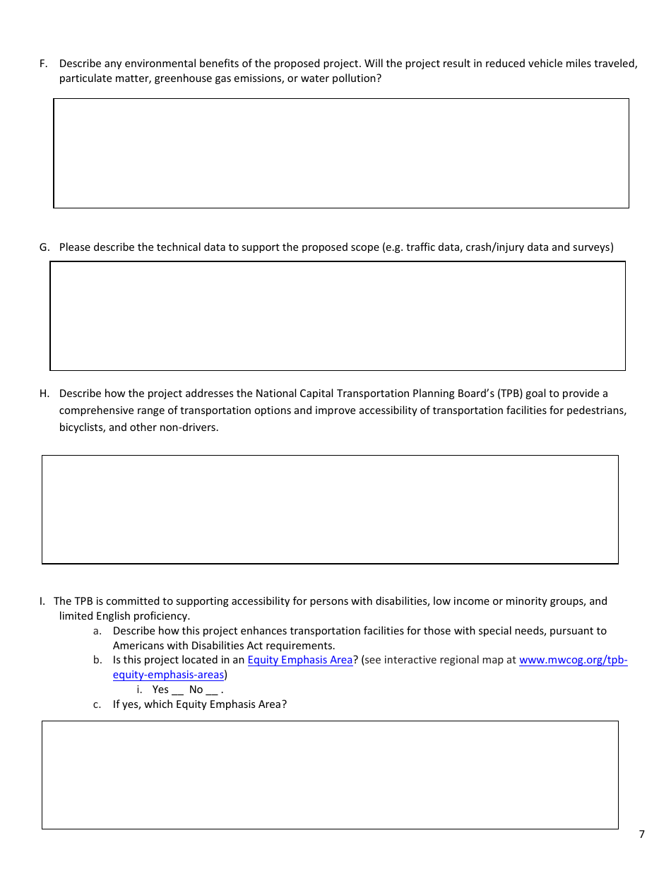 Transportation Alternatives Program Project Application - Washington, D.C., Page 7