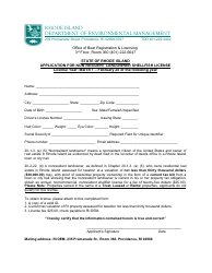 Document preview: Application for Non-resident Landowner Shellfish License - Rhode Island