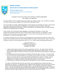 Document preview: Guidance for Application for Variance From Requirement for Rabies Vaccination - Rhode Island