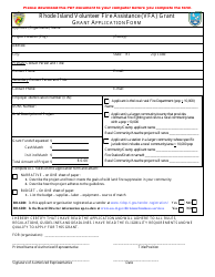 Document preview: Grant Application Form - Rhode Island Volunteer Fire Assistance (Vfa) Grant - Rhode Island