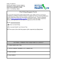 Form DMHC10-195 Pre-filing Request Form - California