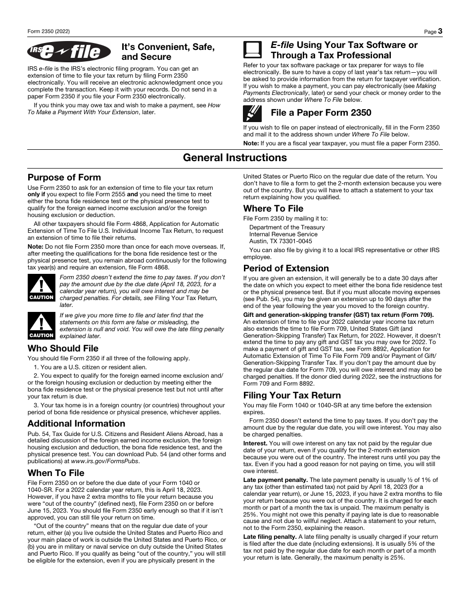 IRS Form 2350 2022 Fill Out, Sign Online and Download Fillable PDF Templateroller