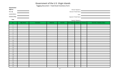 Tagging Document - Fixed Asset Inventory Form - Virgin Islands