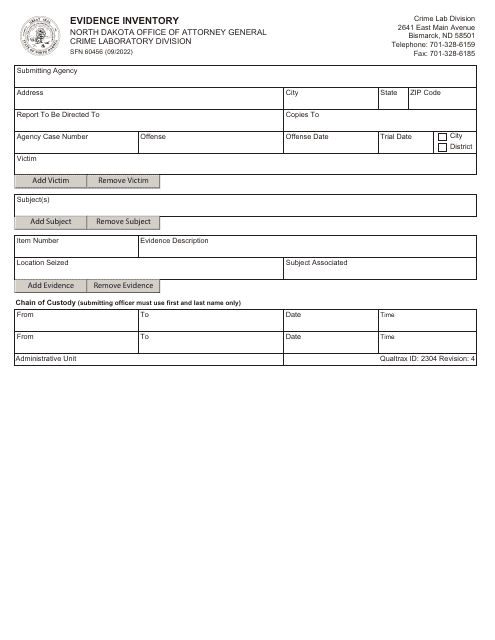 Form SFN60456  Printable Pdf