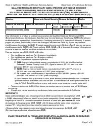 Document preview: Formulario MC14A Qualified Medicare Beneficiary (Qmb), Specified Low-Income Medicare Beneficiary (Slmb), and Qualifying Individual (Qi) Application Solicitud De Beneficiario Calificado De Medicare (Qmb), Beneficiario De Medicare Con Ingreso Bajo Especificado (Slmb) E Individuos Calificados (Qi) - California (Spanish)