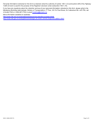 Form SR-LV-166E Application for Reclassification of a Vehicle Brand - Ontario, Canada, Page 3