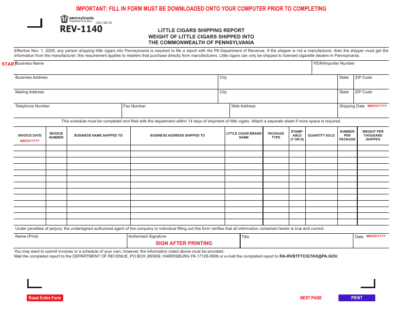 Form REV-1140  Printable Pdf