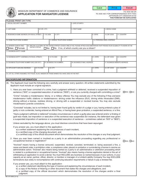 Form MO375-0892  Printable Pdf