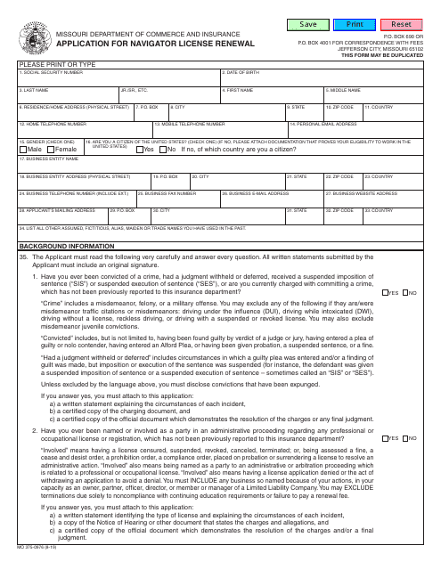 Form MO375-0976  Printable Pdf