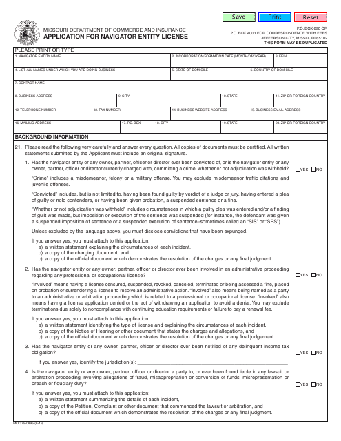 Form MO375-0895  Printable Pdf