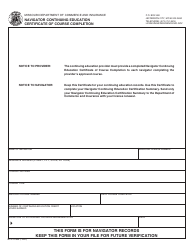Document preview: Form MO375-0898 Navigator Continuing Education Certificate of Course Completion - Missouri