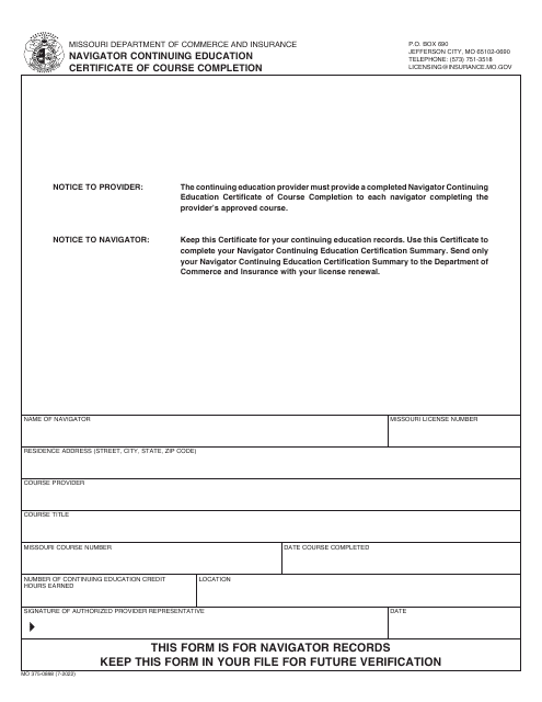 Form MO375-0898  Printable Pdf
