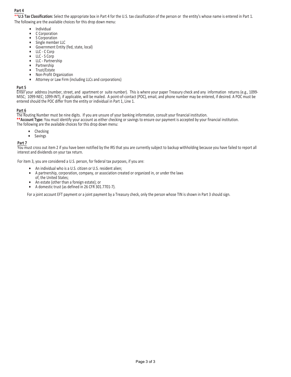 Form AO213P Request for Payee Information and Tin Certification, Page 3