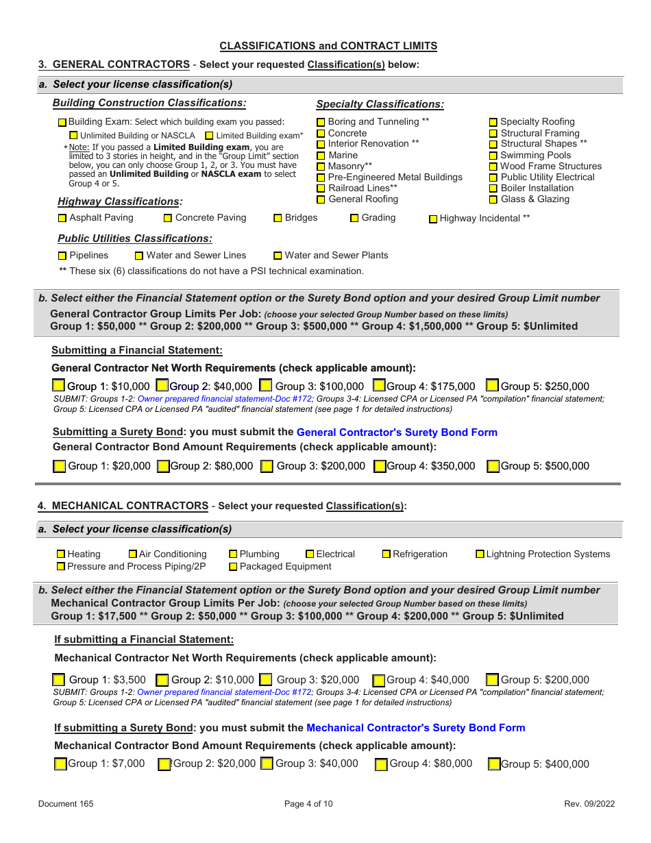Form 165 Initial Application / Reinstatement Application - South Carolina, Page 4