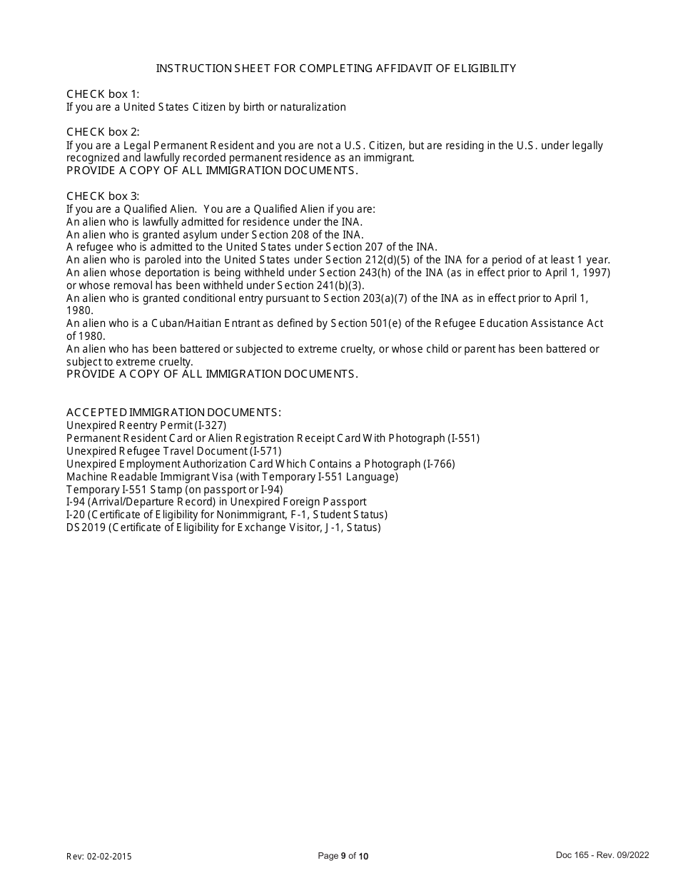 Form 165 Initial Application / Reinstatement Application - South Carolina, Page 9