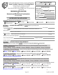 Form 180 Revision Application for General &amp; Mechanical Contractors - South Carolina, Page 4