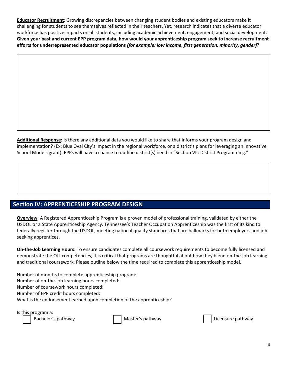 Tennessee Teacher Apprenticeship Application - Tennessee, Page 4