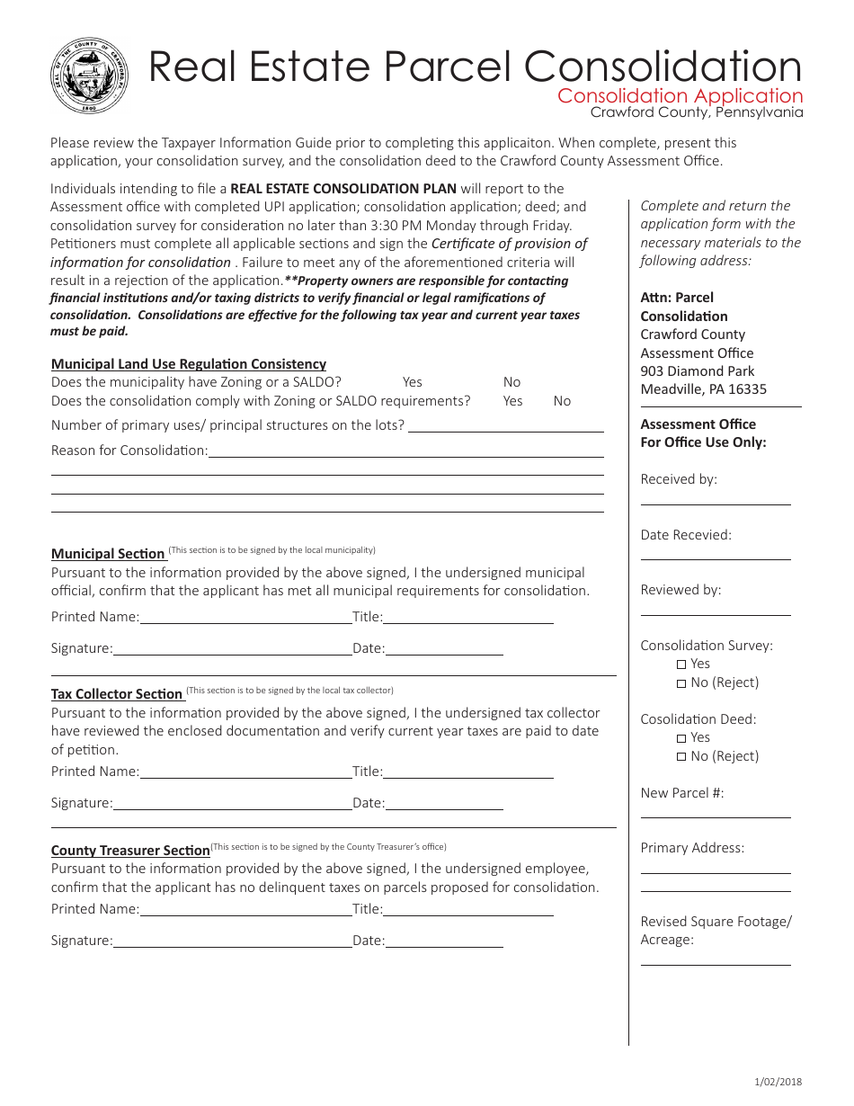 Crawford County, Pennsylvania Real Estate Parcel Consolidation