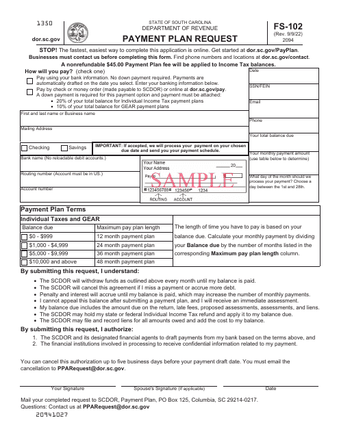 Form FS-102  Printable Pdf