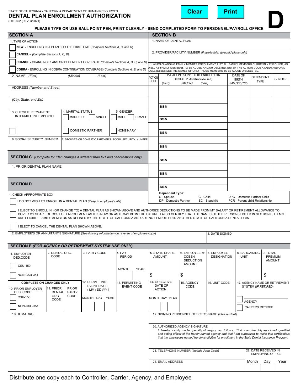 Form STD.692 - Fill Out, Sign Online and Download Fillable PDF ...