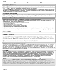 Application for Examination or Employment - Warren County, New York, Page 4