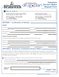Form 782E Substitute Decision Maker Request Form - New Brunswick, Canada