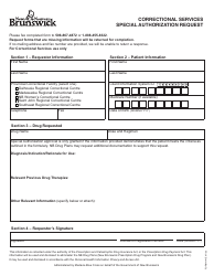Form 1141E Correctional Services Special Authorization Request - New Brunswick, Canada