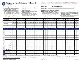 Document preview: Form F-670F Temperature Log for Freezer - Fahrenheit - Mississippi